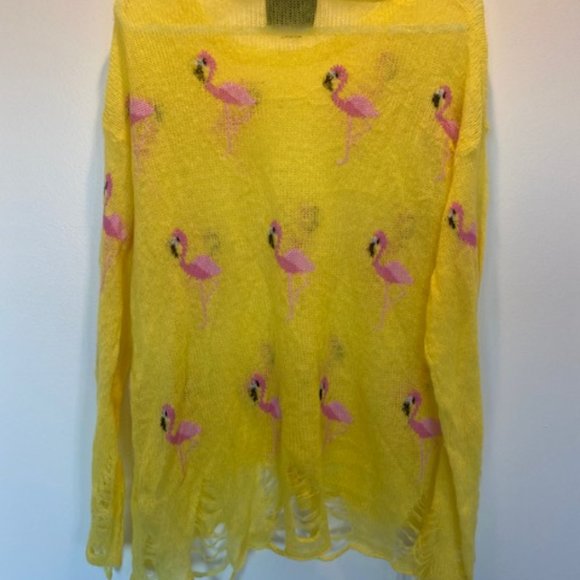 Wildfox Yellow Lennon Flamingo Sweater - Picture 4 of 6